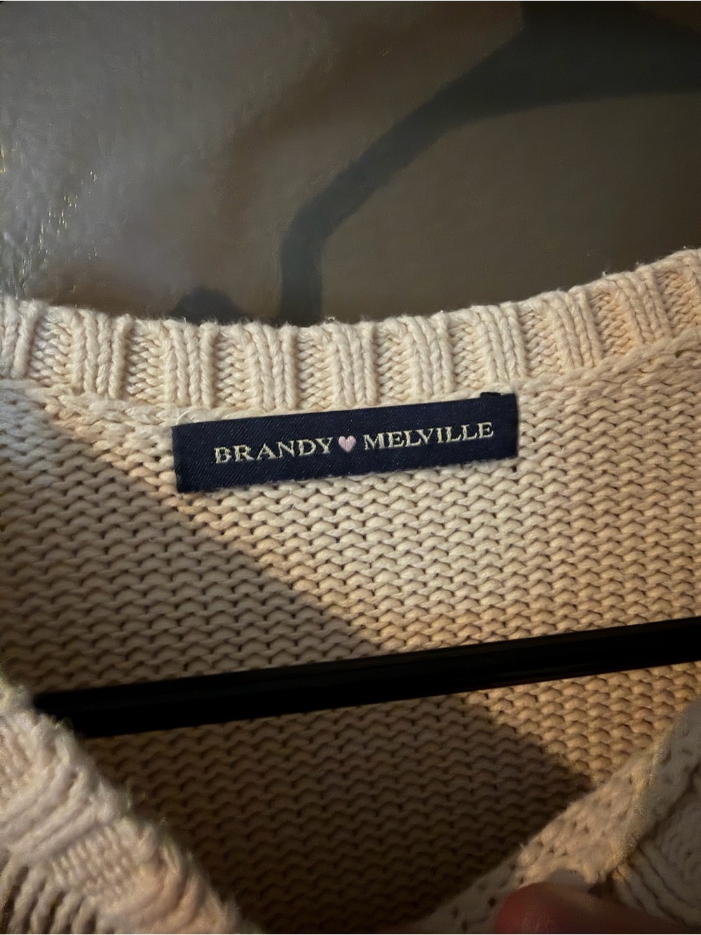 Brandy Melville Cream Sweater with Navy Stripes - Picture 3 of 3